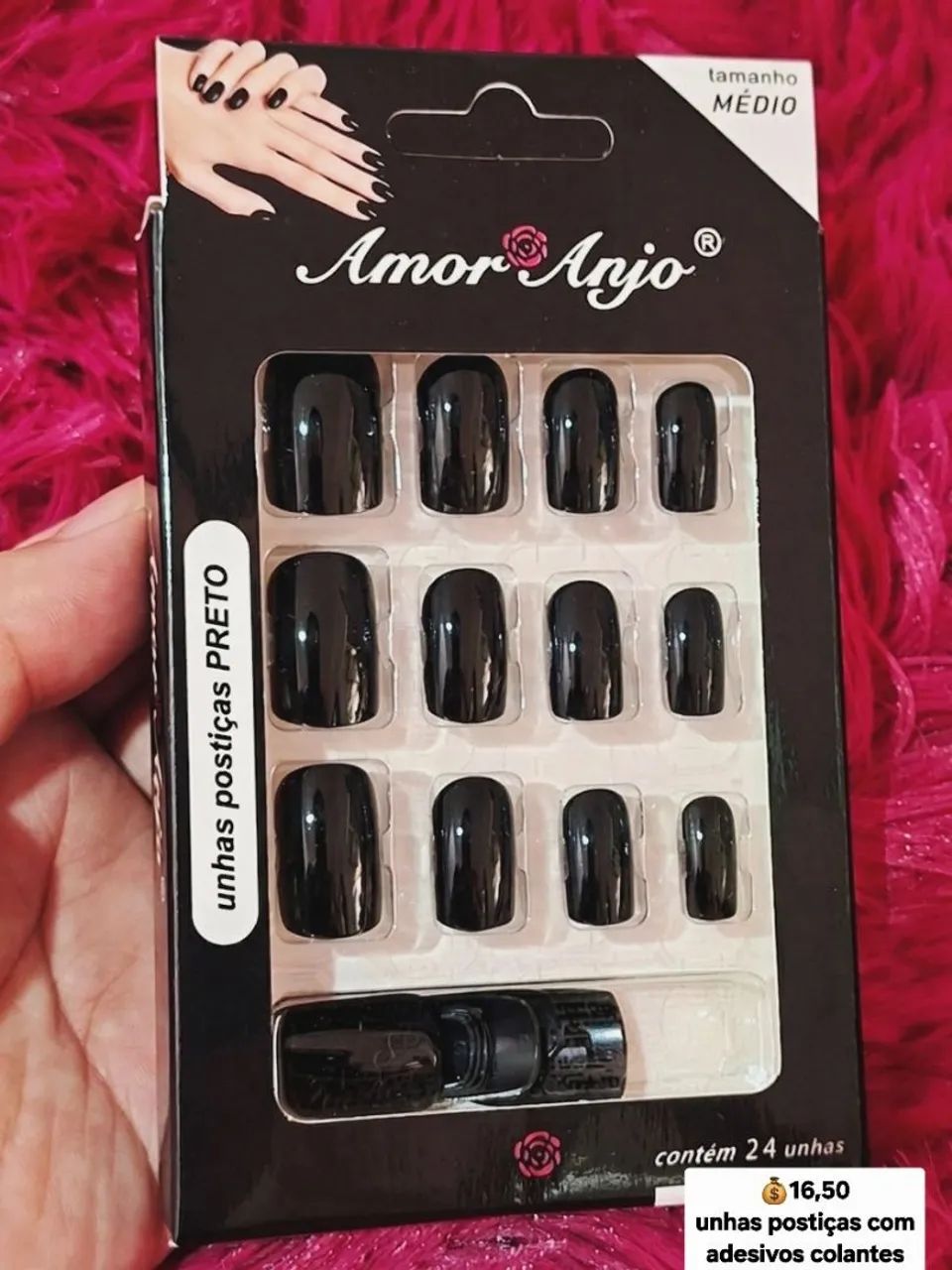 Unhas postiças com adesivos colantes 