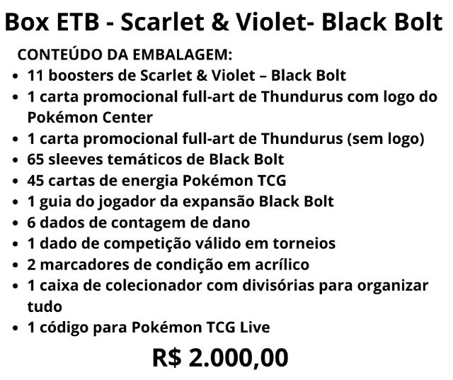 Pokémon - Box ETB - Scarlet & Violet - Black Bolt EXCLUSIVA do mundial de Anaheim - Foto 2