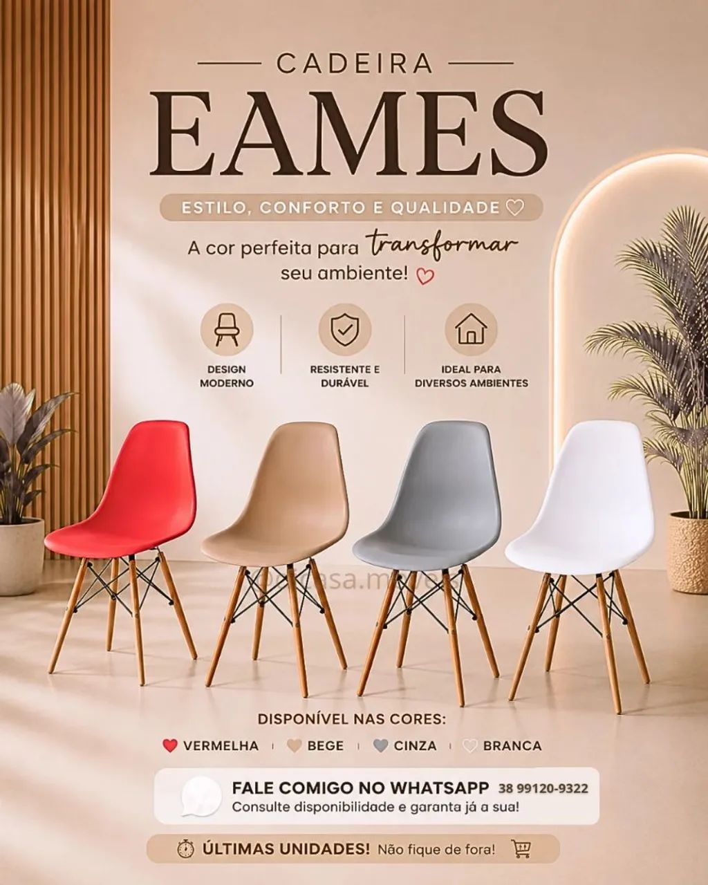 Cadeira Eiffel Estilo Eames