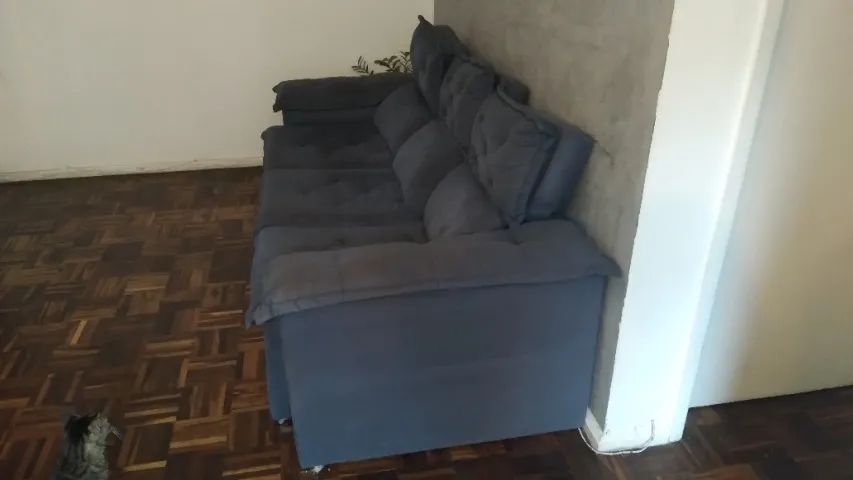 Sofá Retrátil e Reclinável 3 Lugares (2 metros) - Suede Azul - Foto 4