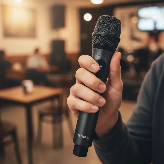 Microfone Duplo Sem Fio Profissional Alfa Gold kit - Qualidade Sonora Loja Coimbra Entrega - Foto 4