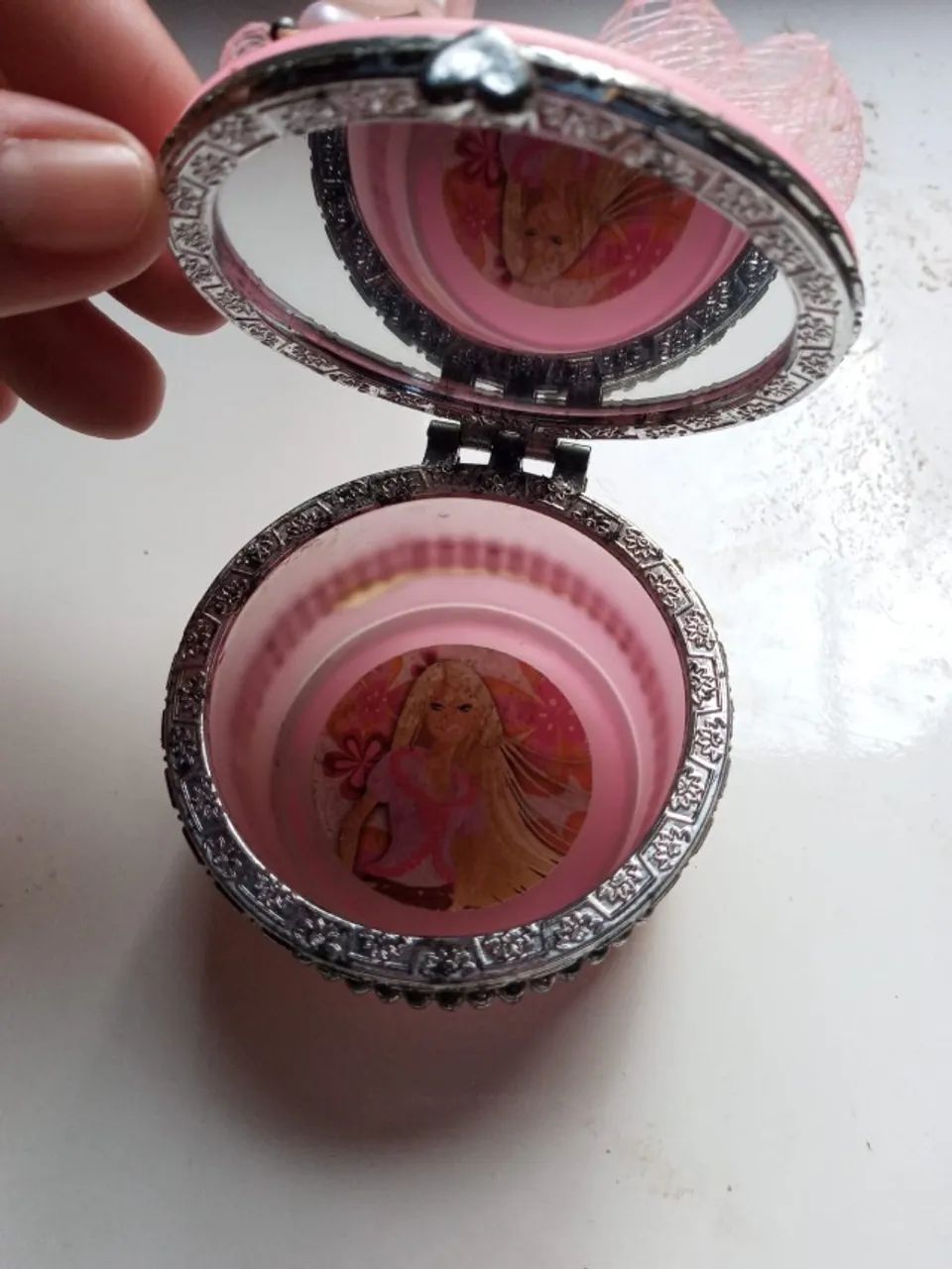 Porta Joias Feminino com Espelho e Laço - Ótimo Estado - Foto 4