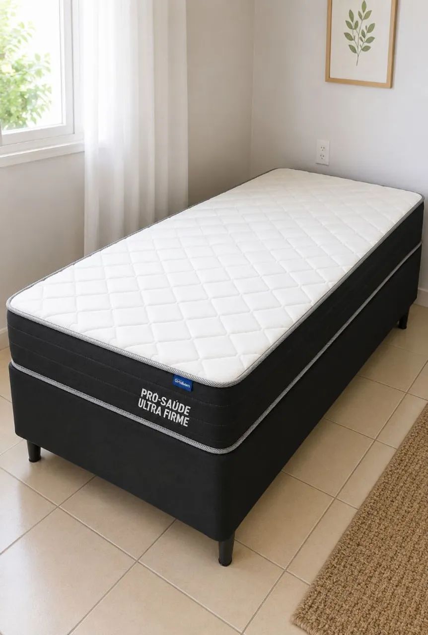 Cama Box de Solteiro com Colchão - Excelente Estado