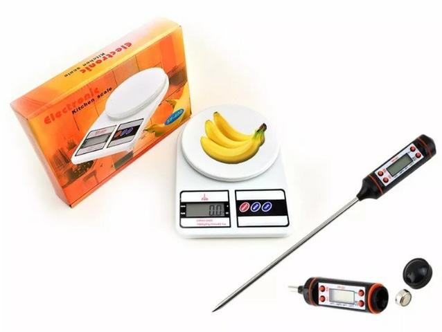 (NOVO) Balança Digital Cozinha Até 10 Kg + Termômetro Culinário - Foto 3