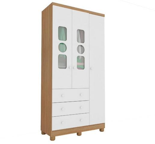 Roupeiro Infantil Guarda Roupas 3 portas 3 gavetas - Tedy *NOVO* ShopMix Móveis