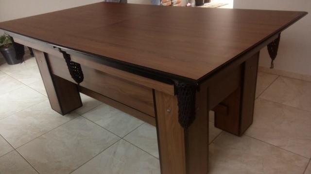 Mesa Charme de 4 Pés Cor Imbuia Tecido Azul Mod. DVPZ6782 - Foto 3