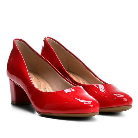 Scarpin Beira Rio Salto Baixo Conforto ? Disponível nas cores vermelho, bege e preto