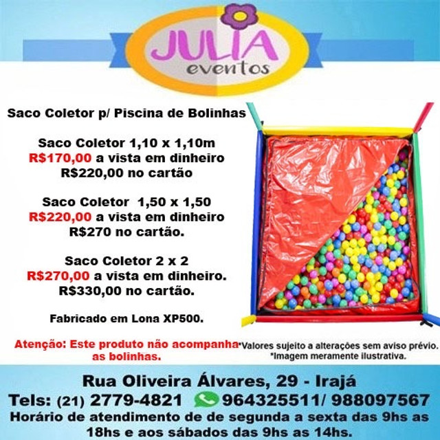 Saco coletor para piscina de bolinhas 