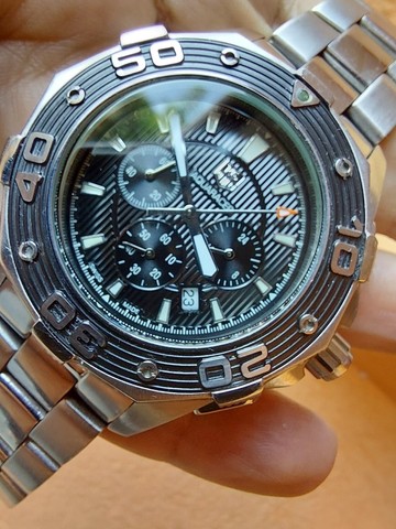 Relogio Tag Auarecer Verde 44mm Pulseira Aço