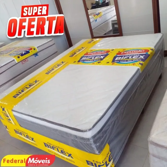 Cama box casal padrão molas ensacadas espuma D33 - nova de fábrica