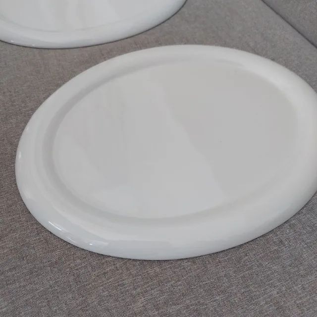 NOVAS | Placa Oval Porcelana Branca Artesanato Bandeja 25cm - Kit 2un. - Foto 4