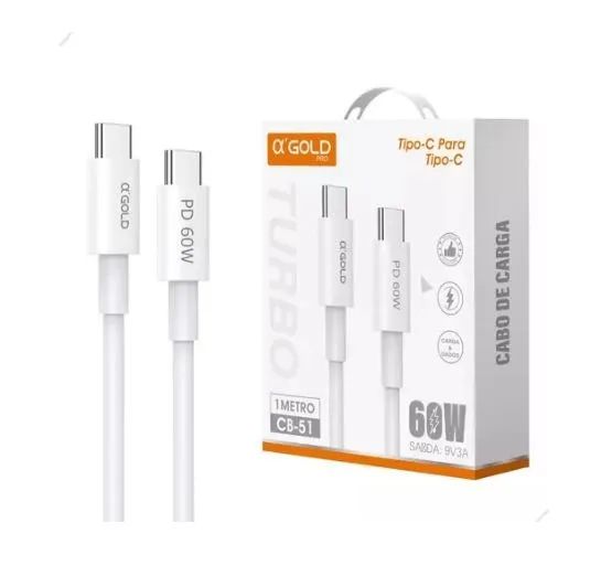 Cabo Carregador Celular Tipo C Rapido 60w 1M Usb -C Para Carregamento Rápido