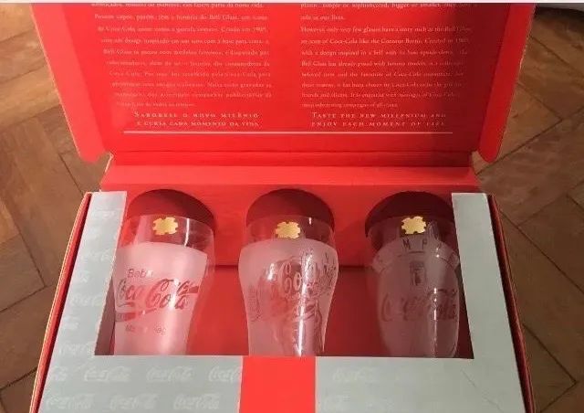 p/colecionador-Coca-Cola 3 Copos de Crystal Vintage 
