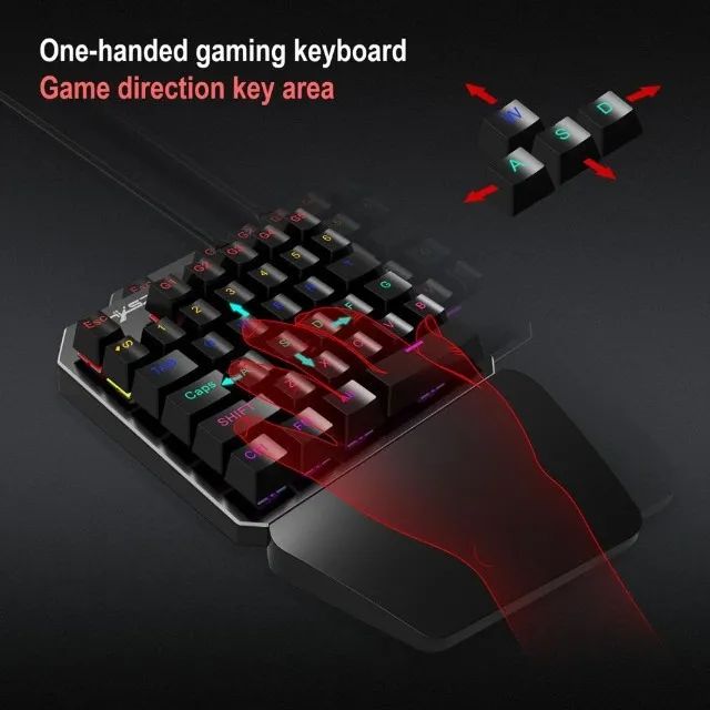 Teclado Gamer Pro Semi Mecanico Single Hand Uma Mao LED RGB - Foto 5