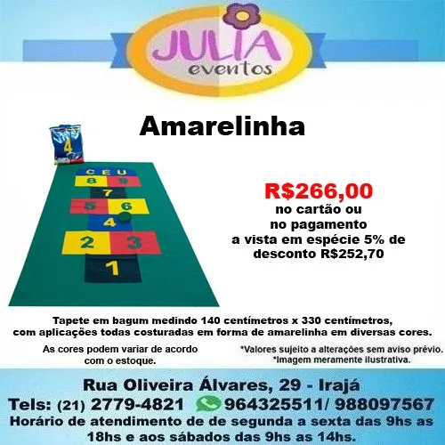 Amarelinha Tapete Infantil