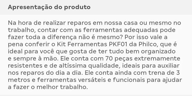 Kit Ferramentas Philco 70 peças 