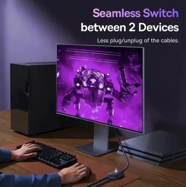 Baseus Switch Bidirecional Cabo Hdmi 2x1 4k Tv Ps4 Xbox 60hz - Foto 4