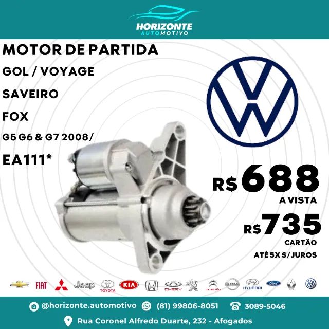Motor partida Fox polo gol Voyage Saveiro G5 G6 G7 EA111 08/
