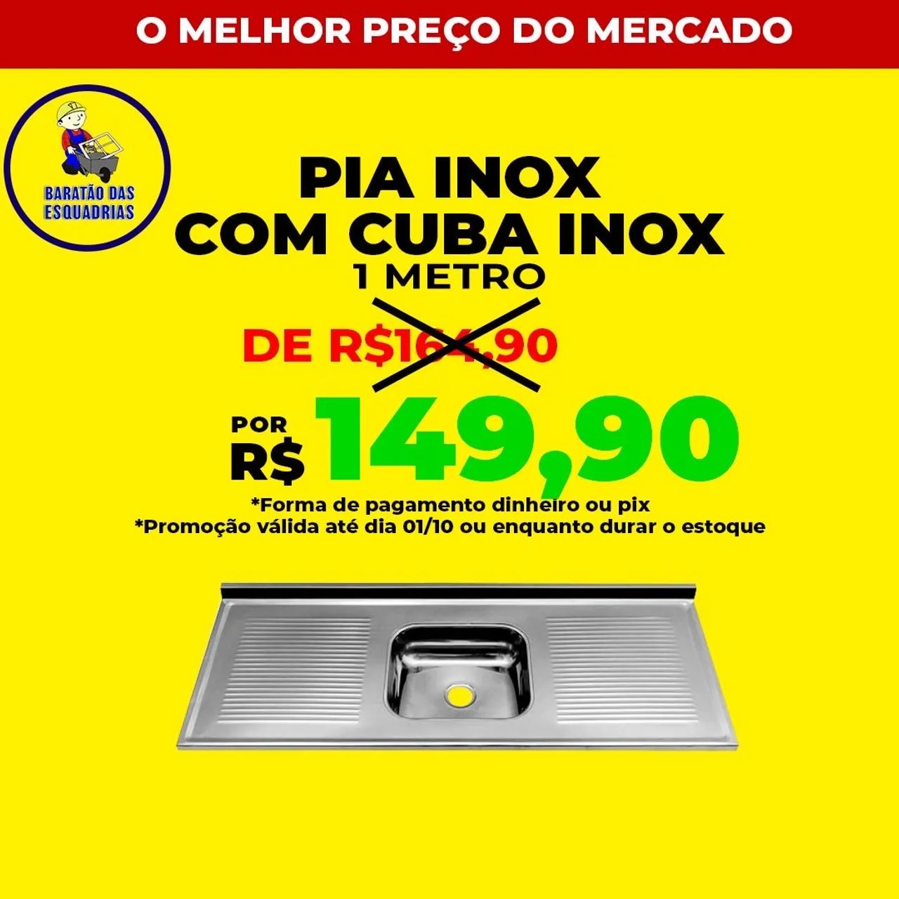 Pia inox 1 metro - Promoção imperdível! 