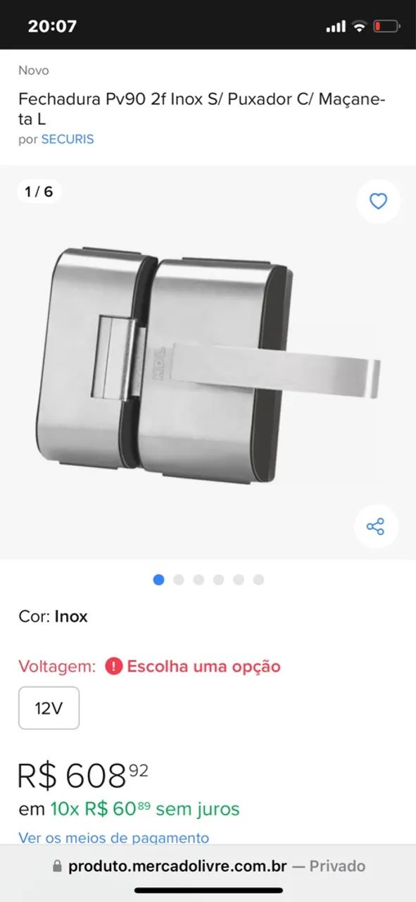 Fechadura Elétrica para porta de vidro de 1 ou 2 folhas - Foto 4