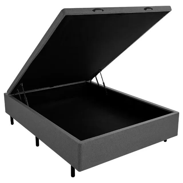 Base Box Baú Casal Blindado Cinza - Entrega Rápida! 