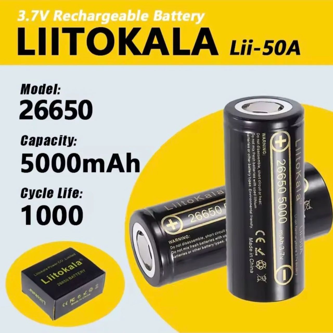 Bateria LiitoKala 26650 5000mAh