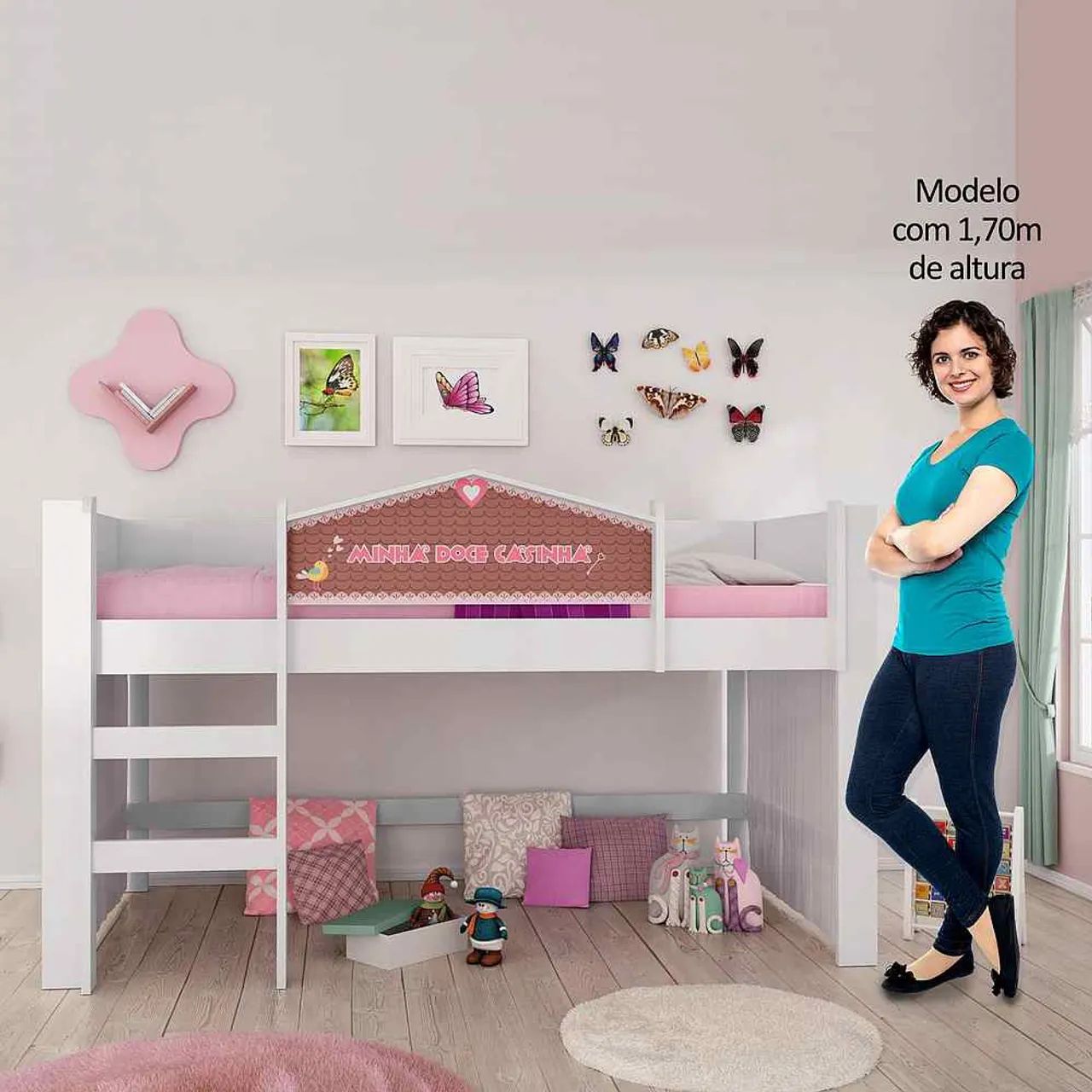 Cama Infantil SEMI NOVA Com Escorregador Doce Casinha Play - Foto 2