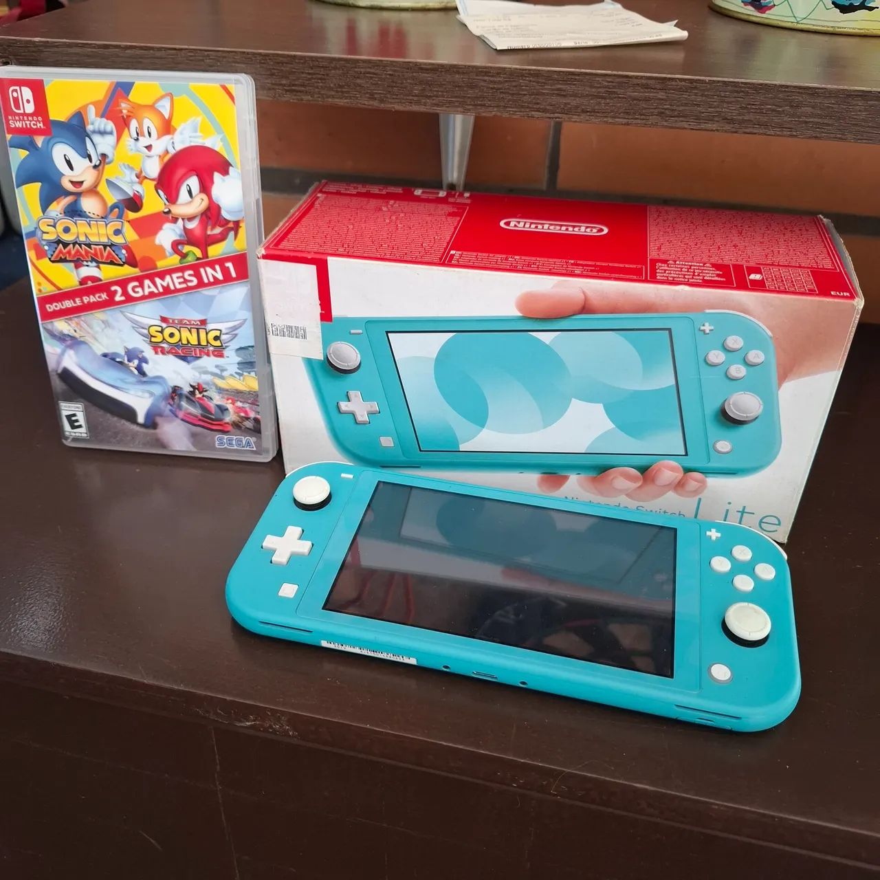 Nintendo Swith zerado com jogo sonic 2x1, película e carregador