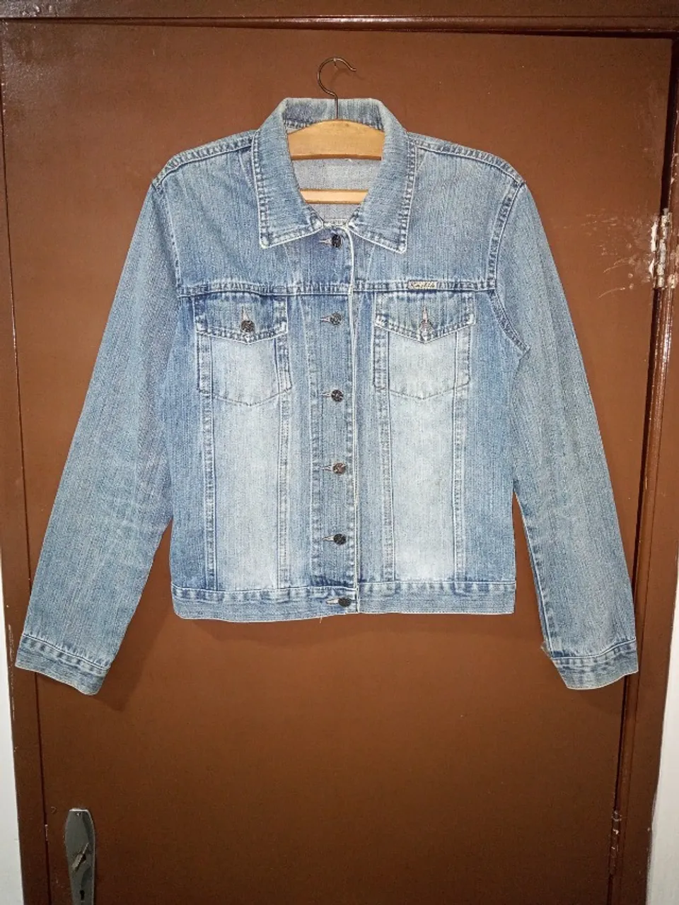 Jaqueta jeans Feminina Bivik algodão azul médio - G