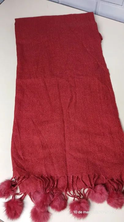 Cachecol Vermelho/ Bordô  Comprido - Foto 3