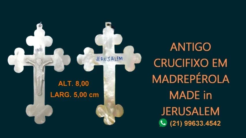   Antigo crucifixo de Jerusalém em madrepérola - Foto 2