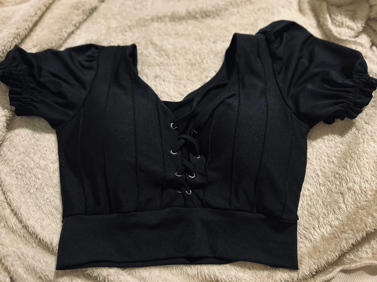 Blusa Corset Preta com Detalhe em Amarração