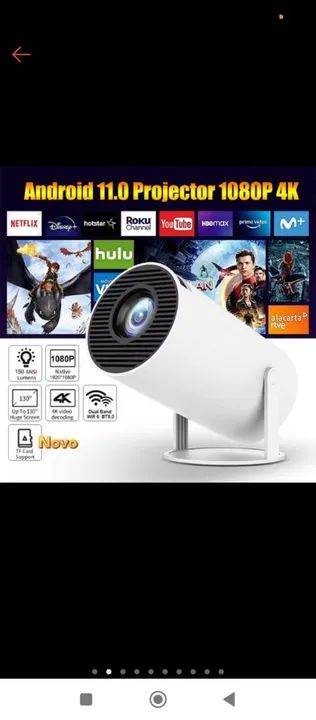 Projetor Android 11.0 1080P 4K Novo