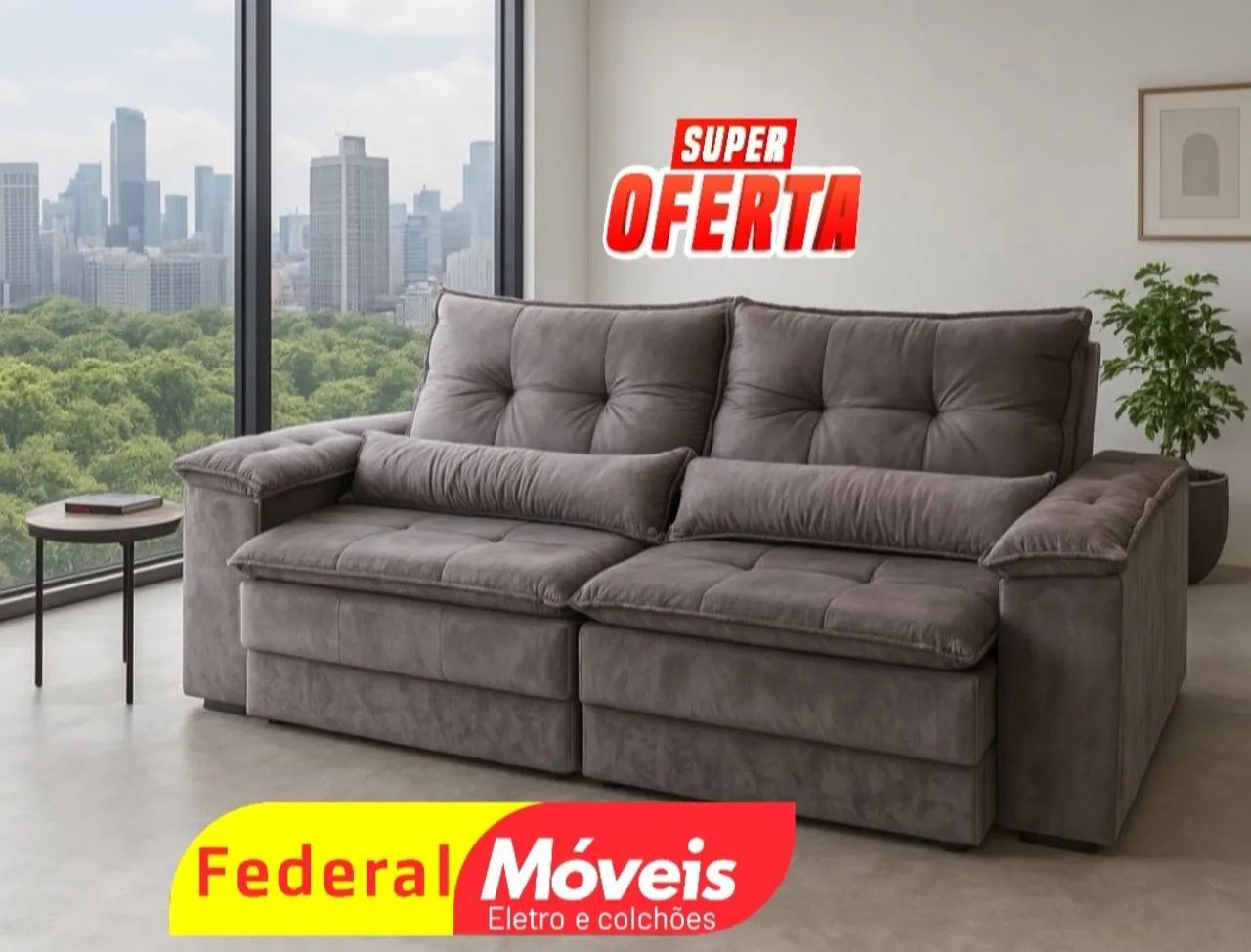 Sofá 2 Lugares Retrátil e Reclinável 2,40m - Novo e Super Confortável