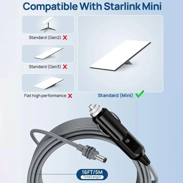 Cabo 12v Starlink Mini - Use star link no carro 