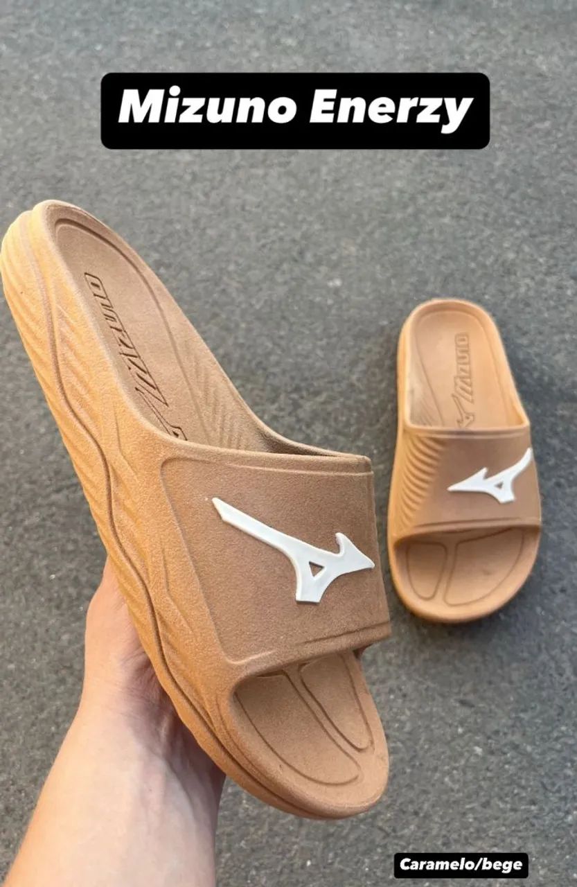 Mizuno Energy Slippers - Caramel White Black
