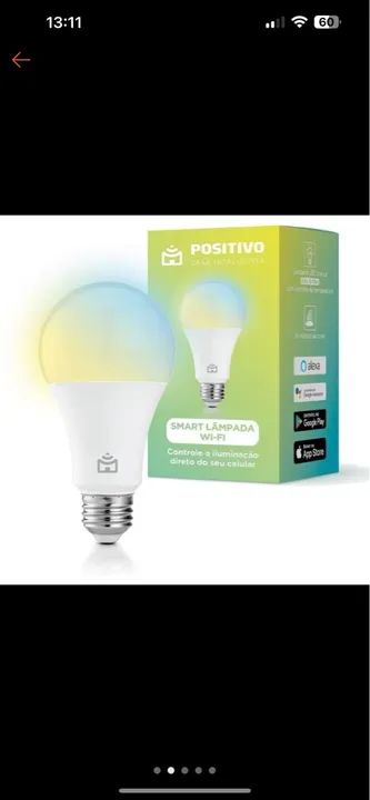 Lâmpada Inteligente Wi-Fi Positivo - Controle por App