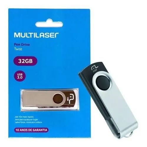 Caixa 20un Pen Drive 32GB USB 2.0 Twist preto PD589 Multilaser - Foto 2