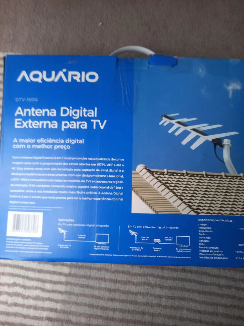 Antena Digital Externa Aquário DTV-1500