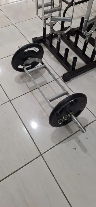Kit 1 Barra H Maciça + 2 Anilhas Academia 10KG Ferro 