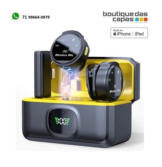 2 MICROFONES LAPELA SEM FIO IPHONE IPAD H MASTON IMÃ MK18 - APENAS LIGHTING
