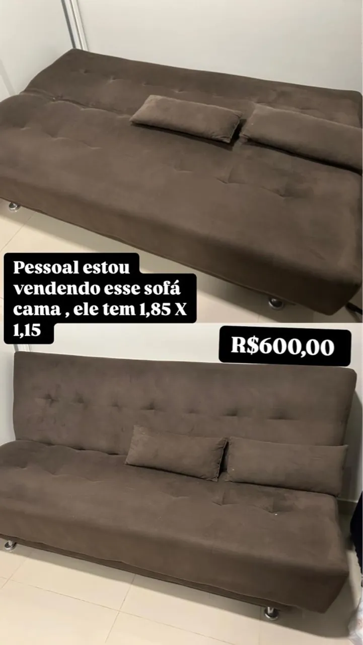 Sofá Cama Marrom - 1,85m x 1,15m