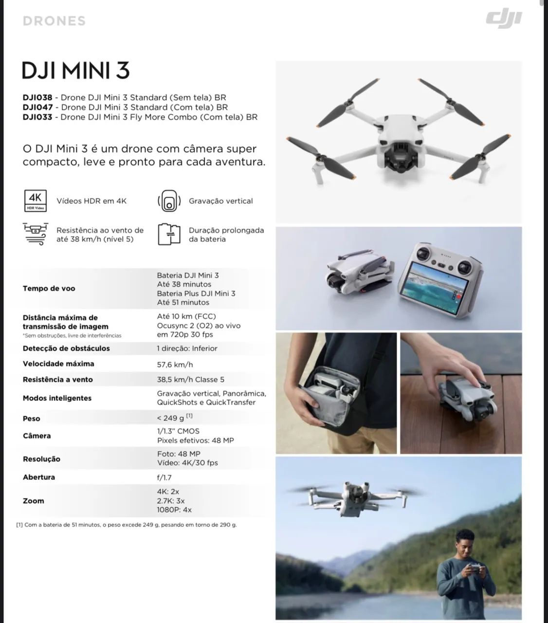 PROMOÇÃO - DRONE DJI MINI 3 COM TELA E SEM TELA E DJI FLIP - LACRADO  - Foto 5