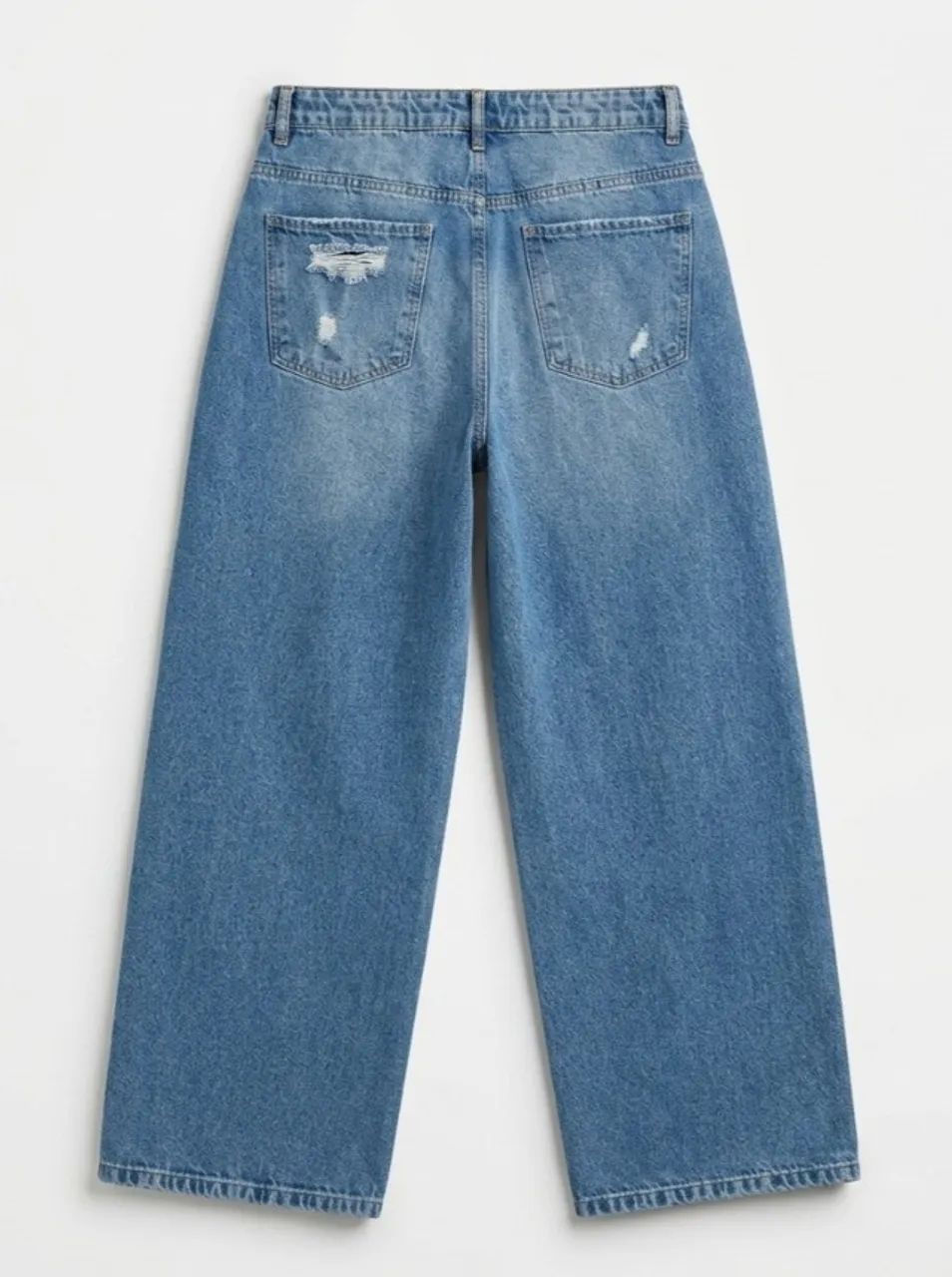 Calça Super Baggy / Jeans Com Detalhes Desfiados - Foto 2