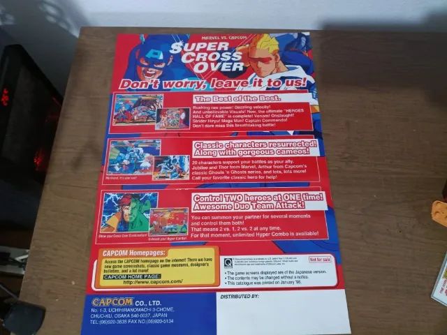 Material de divulgação original Marvel Vs Capcom (arcade) 1998 - Foto 2