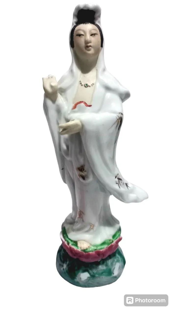 Boneca chinesa porcelana deusa Guanyn 22 cm