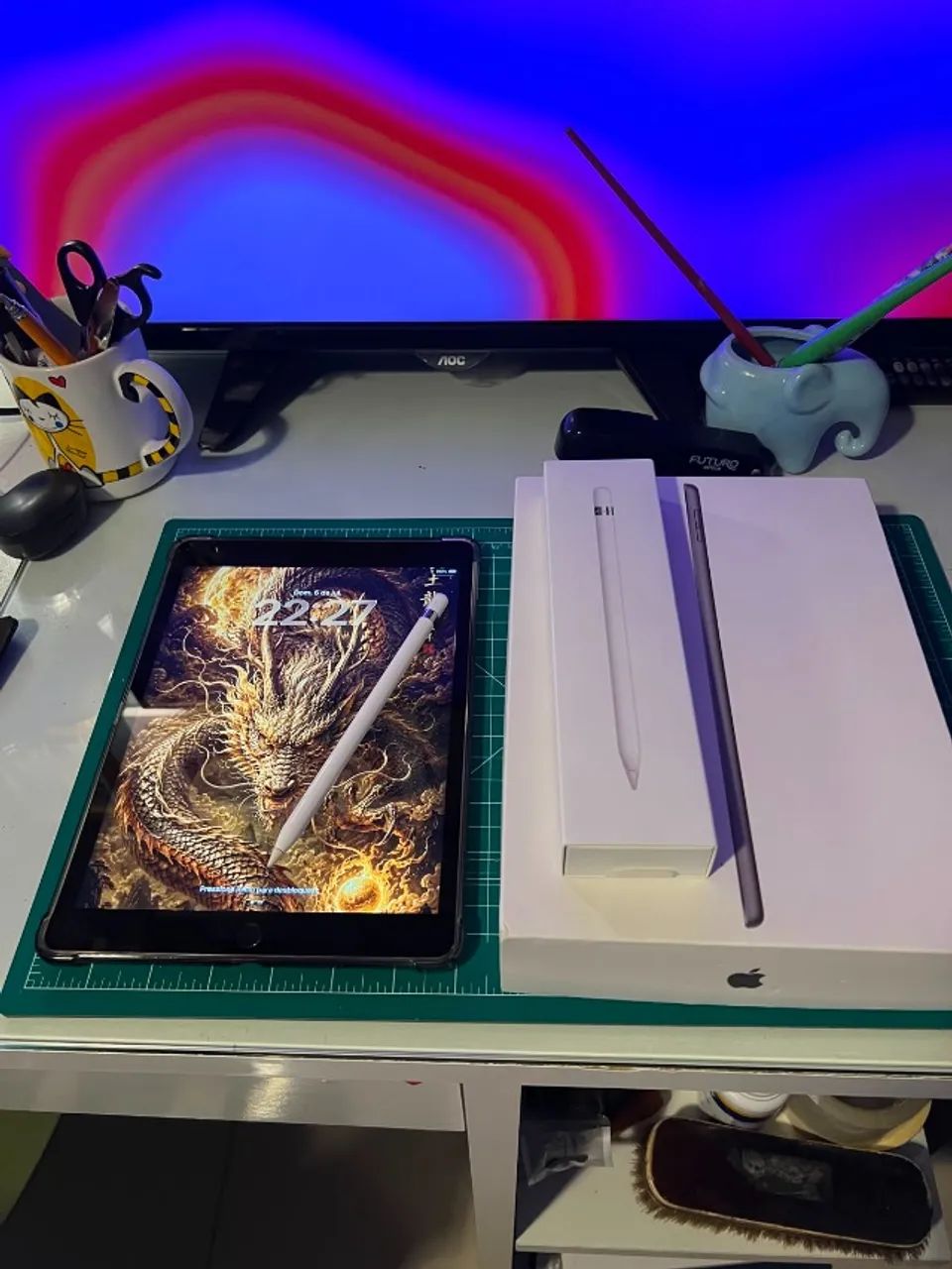 iPad 9º geração 64GB + Apple Pencil original + Caixas