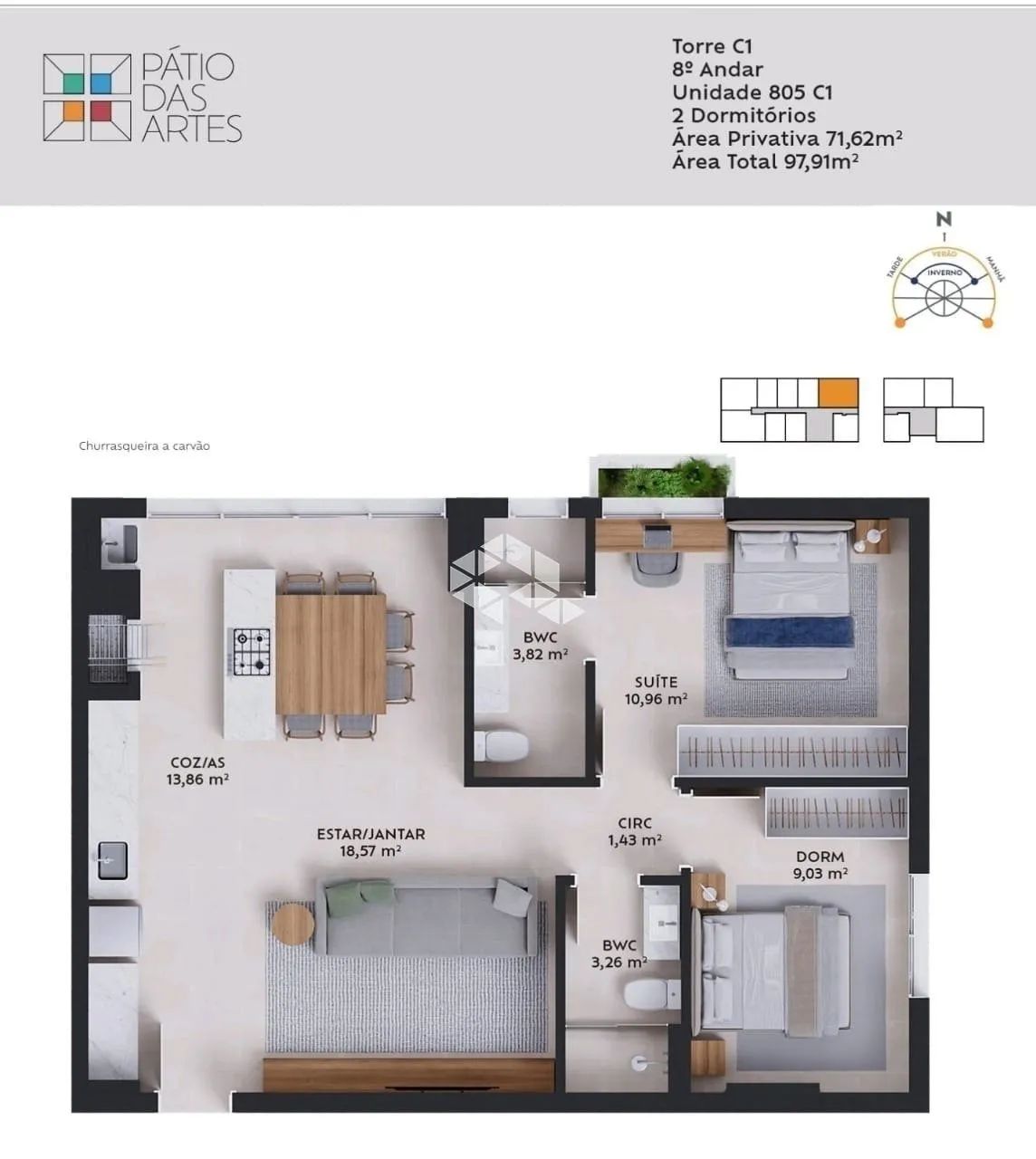 Apartamento com 2 quartos/dormitórios no bairro Pedra Branca, em Palhoça - SC - Foto 4