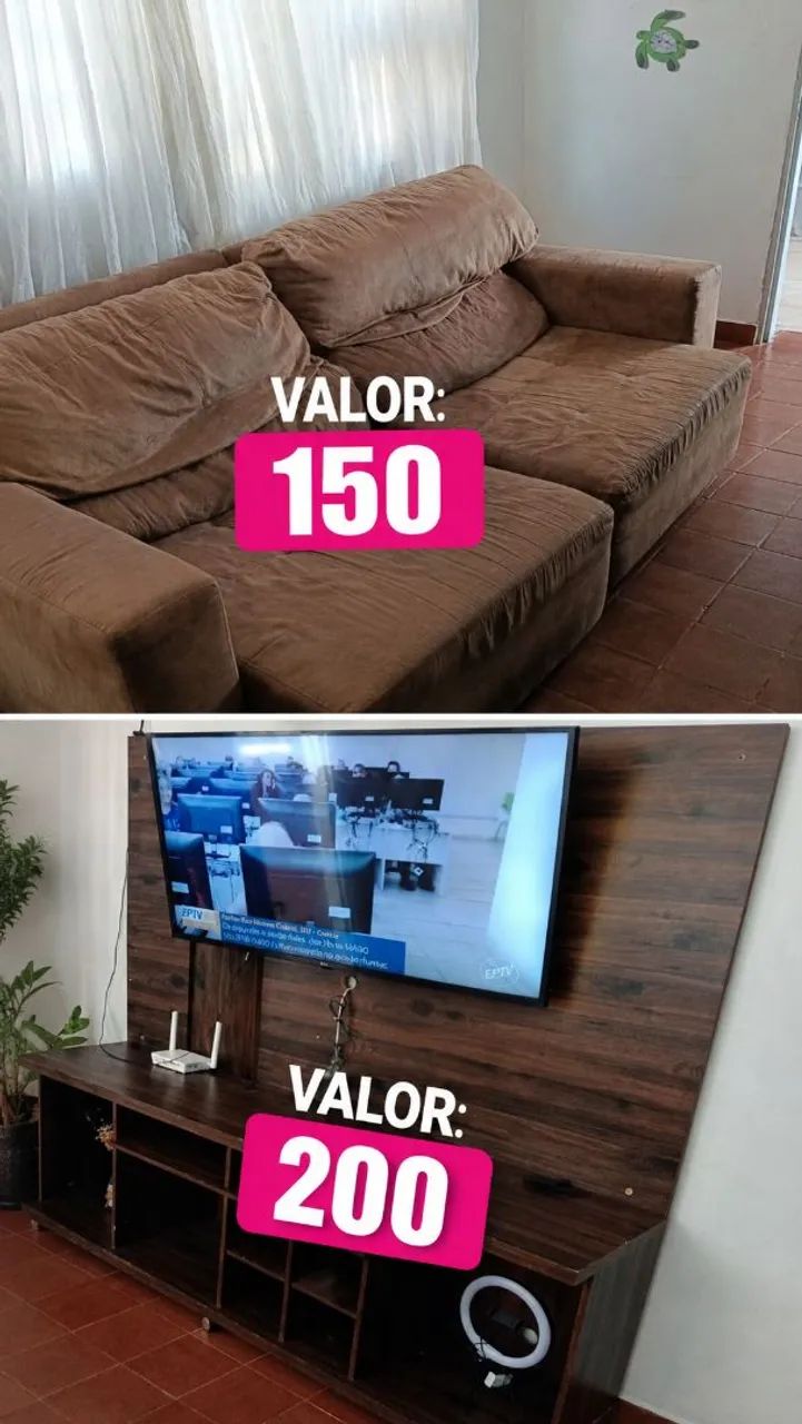 Vende sofá e rack com painel de tv 