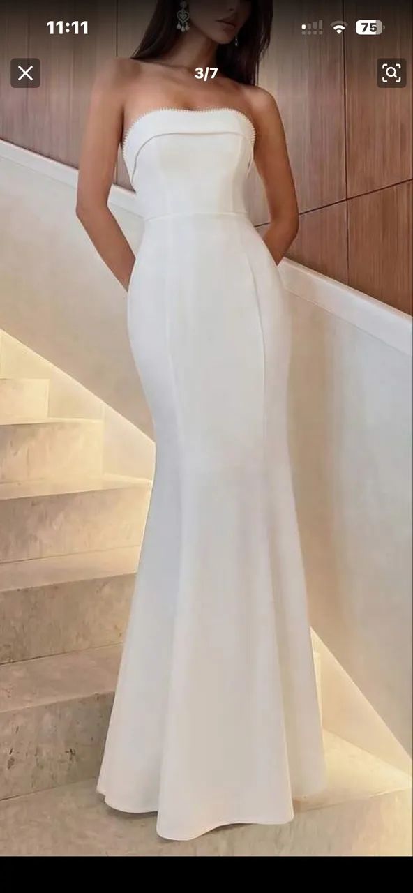 Vestido longo branco nunca usado  - Foto 4